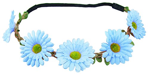 Blumen Haarband mit Margeriten - Hellblau von Das Kostümland