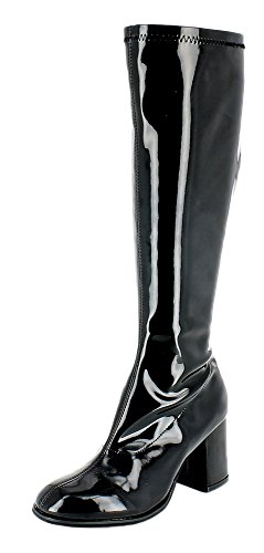 Das Kostümland Gogo Damen Lackstiefel normale Schaftweite - Schwarz Gr. 36 von Das Kostümland