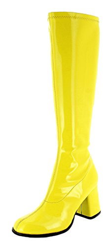Das Kostümland Gogo Damen Retro Lackstiefel - Gelb Gr. 42 - Tolle Schuhe zur 70er 80er Jahre Disco Hippie Mottoparty von Das Kostümland