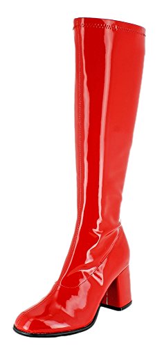 Das Kostümland Gogo Damen Retro Lackstiefel - Rot Gr. 36 - Tolle Schuhe zur 70er 80er Jahre Disco Hippie Mottoparty von Das Kostümland
