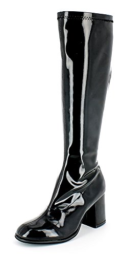 Das Kostümland Gogo Damen Retro Lackstiefel - Schwarz Gr. 37 - Tolle Schuhe zur 70er 80er Jahre Disco Hippie Mottoparty von Das Kostümland