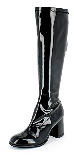 Das Kostümland Gogo Damen Retro Lackstiefel - Schwarz Gr. 42 - Tolle Schuhe zur 70er 80er Jahre Disco Hippie Mottoparty von Das Kostümland