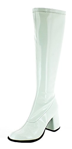 Das Kostümland Gogo Damen Retro Lackstiefel - Weiß Gr. 38 - Tolle Schuhe zur 70er 80er Jahre Disco Hippie Mottoparty von Das Kostümland