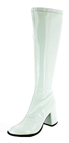 Das Kostümland Gogo Damen Retro Lackstiefel - Weiß Gr. 40 - Tolle Schuhe zur 70er 80er Jahre Disco Hippie Mottoparty von Das Kostümland
