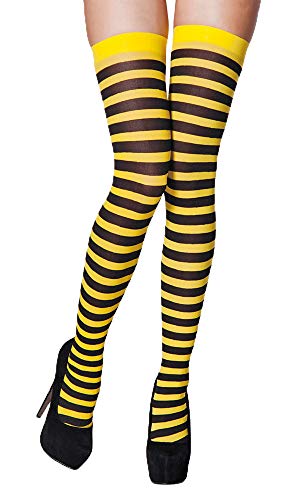Das Kostümland Halterlose Ringel Strümpfe Honigbiene für Damen - Gelb Schwarz von Das Kostümland