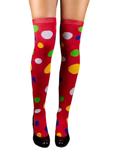 Das Kostümland Overknees Clown Kniestrümpfe Polka Dot - 414039 | Rot Bunt von Das Kostümland