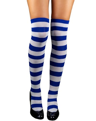 Das Kostümland Overknees Kniestrümpfe Ringelstrümpfe - 414034 | Blau Weiß gestreift von Das Kostümland