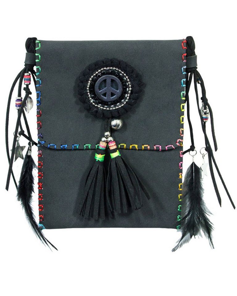 Das Kostümland Umhängetasche Ethno Damen Umhängetasche mit Federn und Fransen - von Das Kostümland