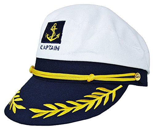 Kapitänsmütze zum Marine Kostüm - Matrose Sailor Captain Mütze Hut verstellbar für Fasching Cosplay Party von Das Kostümland