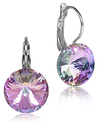 LUISIA Ohrringe Rivoli mit Swarovski Stein Sonderfarben 14 mm - Vitrail light von Das Kostümland