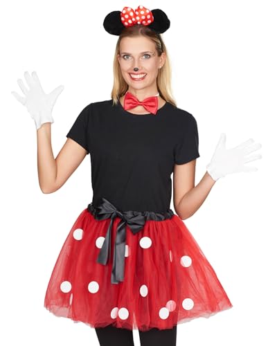 Minnie Maus Petticoat Tutu Rock für Damen - 414006 | Rot Weiß von Das Kostümland