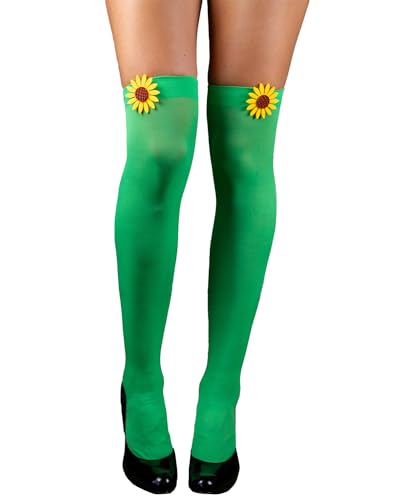 Overknees Kniestrümpfe mit Blume zum Gärtnerin Kostüm - 414011 | Grün von Das Kostümland