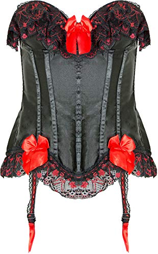 Sexy Corsage Mieder für Damen - Schwarz Rot - Gr. L von Das Kostümland