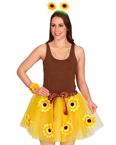 Das Kostümland Sonnenblumen Kostüm Tutu Petticoat für Damen 414004-45cm | Gelb von Das Kostümland