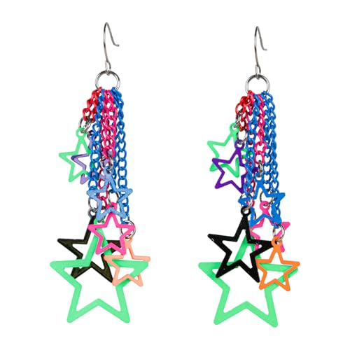 Das Kostümland Funkelnde Bunte Sternen-Ohrringe – Perfektes Accessoire für Dein Disco-Party-Kostüm im Retro-Look der 70er & 80er Jahre! von Das Kostümland