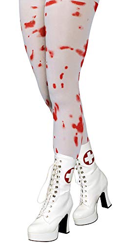 Strumpfhose Blutige Krankenschwester Gr. S M Weiß Rot - Tolles Accessoire für Halloween oder Karneval Kostüme von Das Kostümland