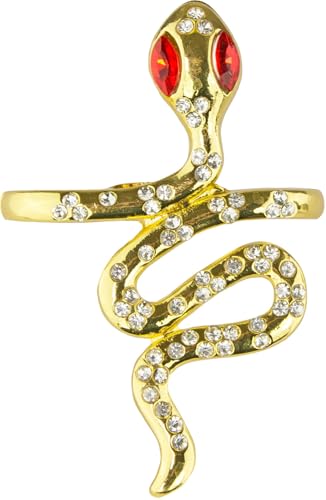 Zwei-Finger-Ring „Goldene Schlange“ | Gold-Rot mit Strass | Schmuck Accessoire für Cleopatra Kostüm von Das Kostümland