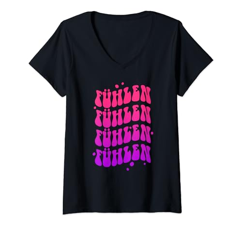 Damen Lustiges Fühlen Fühlen Fühlen Wahnsinn Schlager Karaoke T-Shirt mit V-Ausschnitt von Das Spiel mit meinen Gefühlen