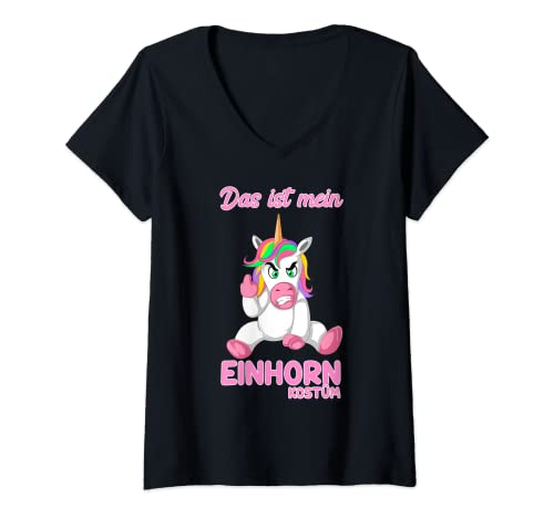 Damen Das ist mein Einhorn Kostüm T-Shirt mit V-Ausschnitt Damen Das ist mein Einhorn Kostüm T-Shirt mit V-Ausschnitt von Das ist mein Einhorn Kostüm Fasching Karneval