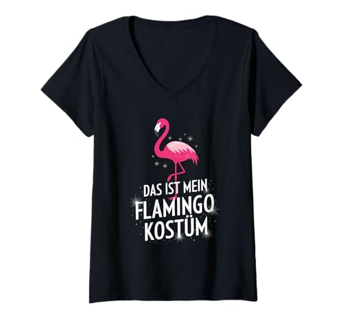 Damen Das ist mein Flamingo Kostüm - Karneval Fasching T-Shirt mit V-Ausschnitt Damen Das ist mein Flamingo Kostüm - Karneval Fasching T-Shirt mit V-Ausschnitt von Das ist mein Flamingo Kostüm Karnewal Designs