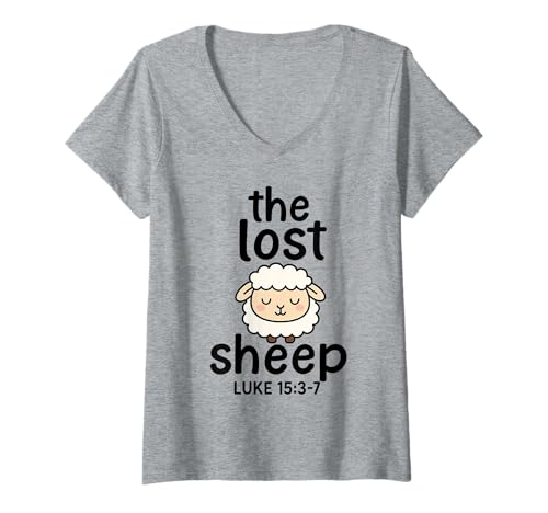 Damen Das verlorene Schaf - Bibel Zitat - Lukas 15 3 7 T-Shirt mit V-Ausschnitt von Das verlorene Schaf -T -Shirt & Co.