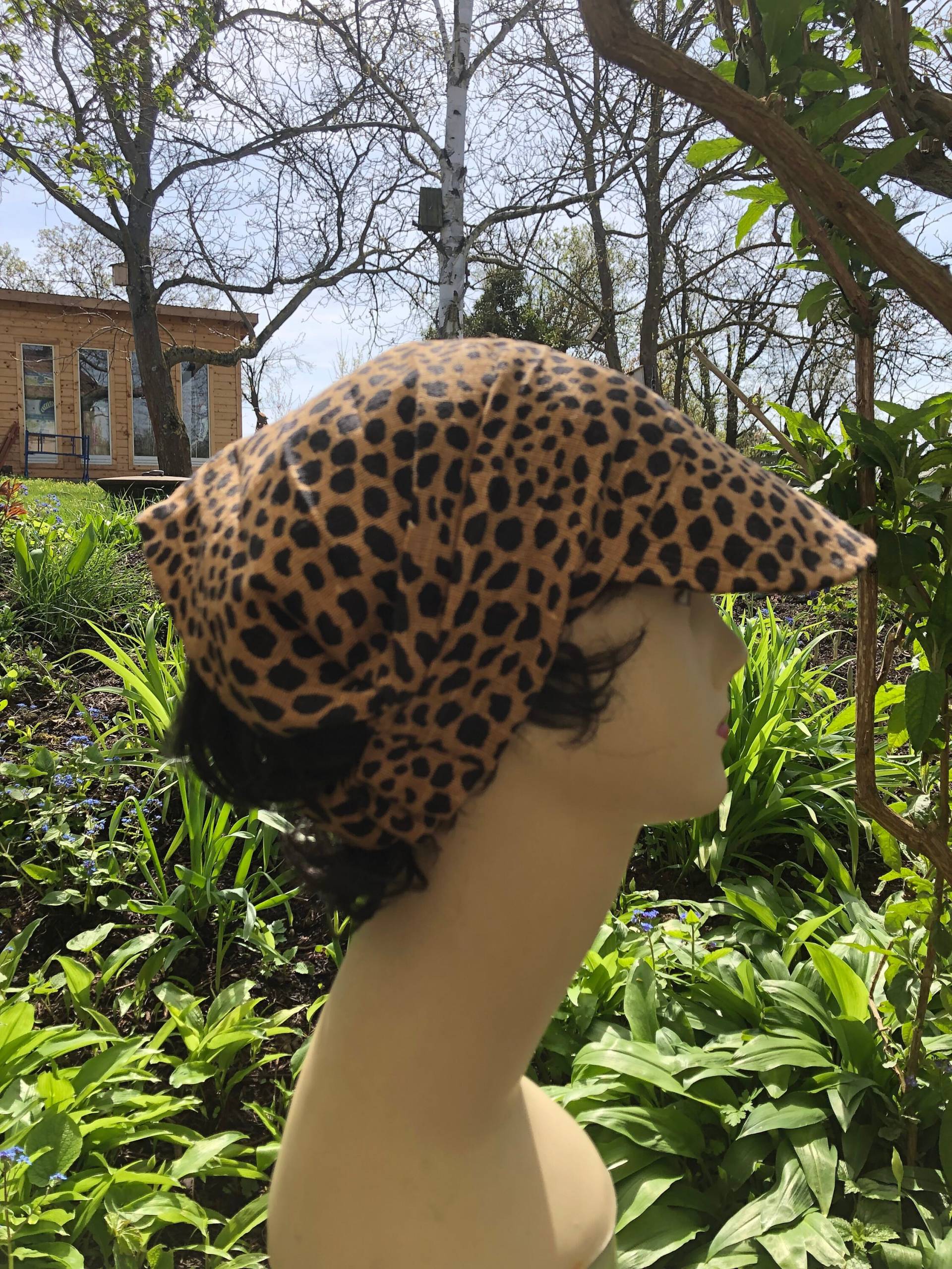 Haarband Mit Schirm, Kopftuch Schild, Leinen, Leoparden Muster von DasBunteLebenShop