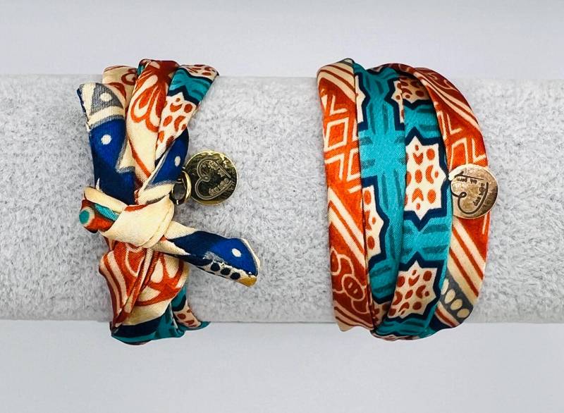 Seidenarmband Armband Genäht, Wickelarmband, Freundschaftsarmband, Neu Diy Armbänder Aus Seide, Geschenk Für Freundinnen Türkis Orange Kupfer Seidenarmband Armband Genäht, Wickelarmband, Freundschaftsarmband, Neu Diy Armbänder Aus Seide, Geschenk Für Freundinnen Türkis Orange Kupfer von DasHaettIchGern