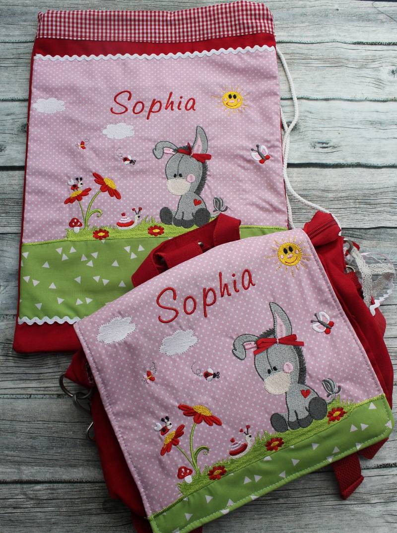 Set Kindergartentasche Und Turnbeutel, Esel von DasKinderlitzchen