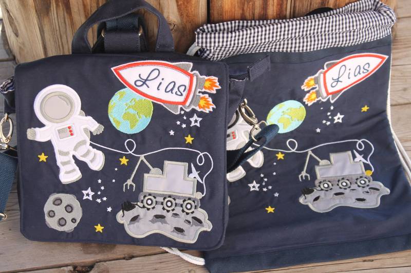 Set Kindergartentasche Und Turnbeutel, Weltraum von DasKinderlitzchen