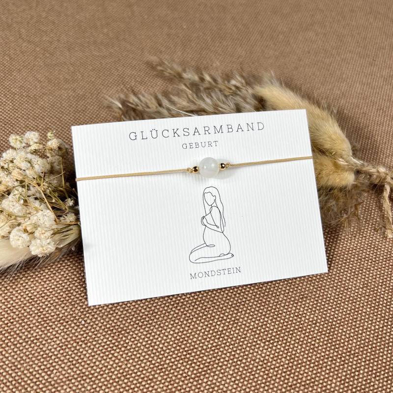 Glücksbringer Geburt Mondstein Armband Als Begleiter Zur Geschenk Für Mama Talisman Entbindung Handmade Makramé Schmuck von DasKleineGlueck