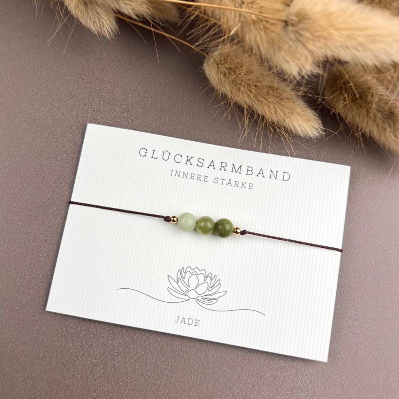 Innere Stärke Glücksarmband Edelstein Glücksbringer Makramee Mit Perlen Talisman Geschenk Handmade von DasKleineGlueck