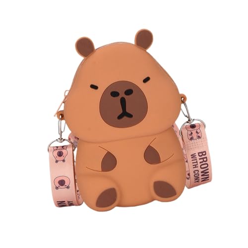 Cartoon-Capybara-Form, Silikon, Kleingeldhalter, wasserdicht, einfach zu bedienen, Münztasche, Crossbody-Tasche für den täglichen Gebrauch, runder Kopf, 02style, Mass Beauty von Dasbsug
