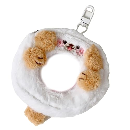 Cartoon-Tier-Plüsch-Geldbörse mit Reißverschlüssen, Taschen, Anhänger, Tasche, Charm, weiche Münzbörse für Schlafzimmer oder Büro, Dekoration, Geldbörse, Kartenhalter, Weißer Welpe, Mass Beauty von Dasbsug