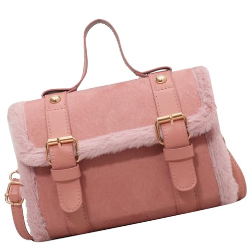Damen 2024 Furry Plüsch Crossbody Umhängetasche PU Leder Winter Kleine Quadratische Handtasche Für Moderne Mode Frauen Handtasche, a, One Size von Dasbsug