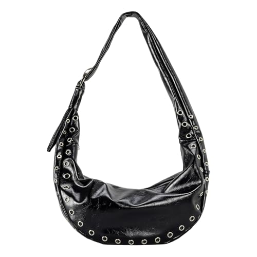 Damen Knödel Tasche Einfache Achselnieten Achsel Einkaufen Dating Mode Handtasche Herbst Winter Schulter Herbst Winter Schulter für Frauen Nieten Achsel Handtasche Knödel, Schwarz , One Size von Dasbsug