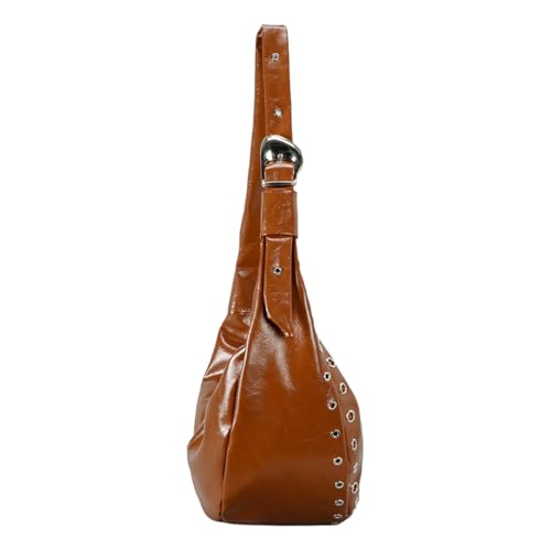 Damen Knödel Tasche Einfache Achselnieten Achsel Einkaufen Dating Mode Handtasche Herbst Winter Schulter Herbst Winter Schulter für Frauen Nieten Achsel Handtasche Knödel, braun, One Size von Dasbsug