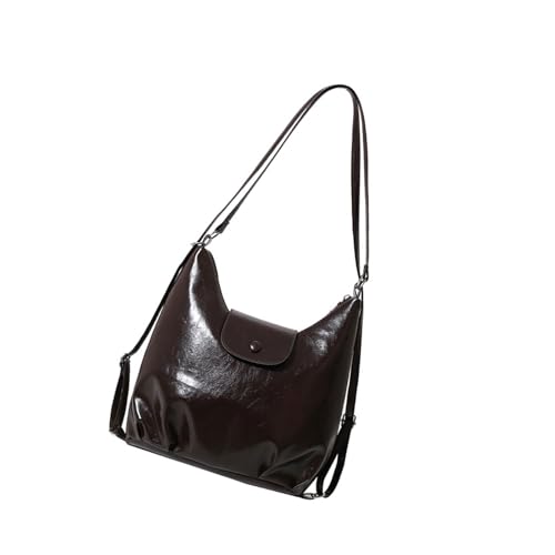Damen-Leder-Rucksack, modische Umhängetasche, große Kapazität, Umhängetasche mit verstellbarem Riemen, für Arbeit und Reisen, verstellbarer Riemen, coffee, One Size von Dasbsug