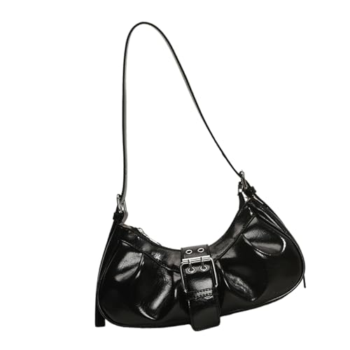 Damen Schultertasche Handtasche Hochzeit Achseltaschen Achseltaschen Achseltasche mit Schnallen Dekor für den täglichen Pendler oder lässige Reisen Damen Umhängetasche, Schwarz , One Size von Dasbsug