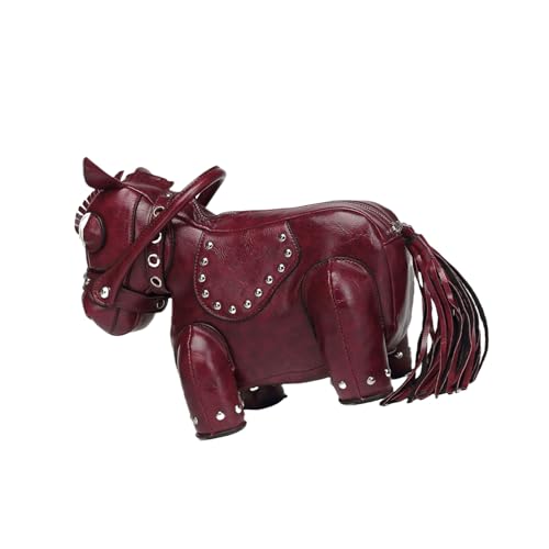 Damen-Umhängetasche, Pferdeform, Tier-Design, Schultertasche, PU-Leder, einzigartig, einfarbig, Schulterriemen, B, One Size von Dasbsug