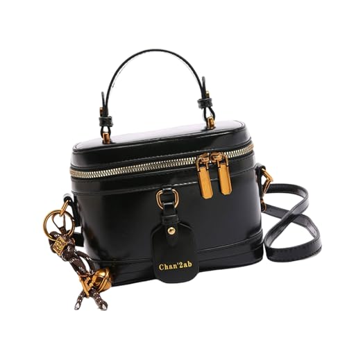 Damen-Umhängetasche, stilvolle Umhängetasche, Reise-Make-up, modische Kuriertasche, PU-Leder, Eimer für die tägliche Arbeit, stilvolles Schulter-Make-up, modische Umhängetasche, Retro-Eimer, Schwarz von Dasbsug