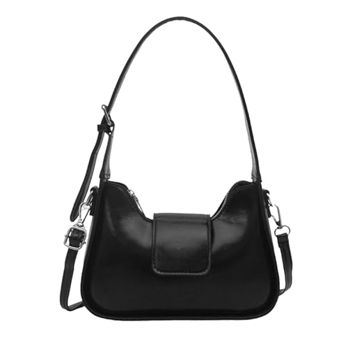 Damen-Umhängetasche aus PU-Leder für Pendler im Frühjahr 2025, Schultertasche, mit verstellbarem Riemen, modische Unterarm-Geldbörse, lässige Schulter, Schwarz , One Size von Dasbsug