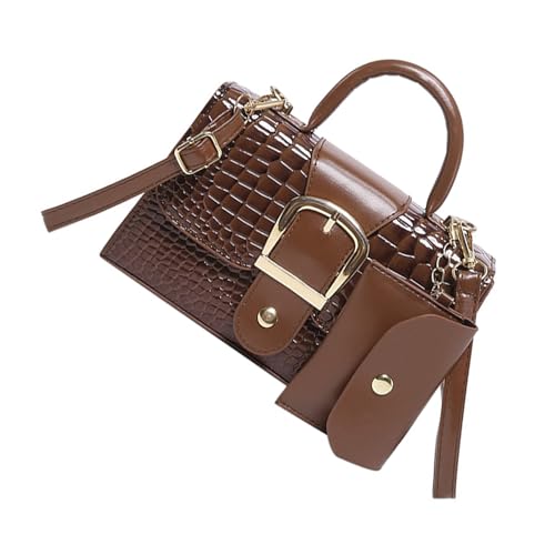 Dasbsug 2-teiliges Set mit geprägten Schultertaschen aus PU-Leder, elegante Damen-Handtasche, Crossbody-Tasche für stilvolle und praktische Verwendung, stilvolles Party-Accessoire, coffee, One Size von Dasbsug