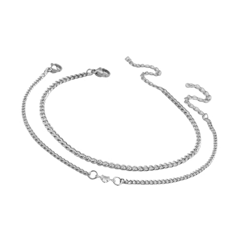 Dasbsug 2-teiliges verstellbares Herz-Armband-Zubehör-Set für Paare, elegantes Armband, Schmuck, Geschenke für Damen und Herren, Edelstahl-Armbänder, Einheitsgröße, Wie beschrieben von Dasbsug