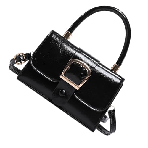 Dasbsug Auffällige einfarbige Handtasche für Damen, Umhängetasche, PU-Leder, Schultertasche, Geldbörse, für verschiedene Anlässe, lässige Einkaufstasche, Schwarz , One Size von Dasbsug