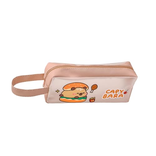 Dasbsug Cartoon-Tier-Federmäppchen mit Griff, wasserabweisend, PU-Stift-Aufbewahrungstasche, große Kapazität, Stiftebeutel, Reise-Kosmetiktasche, Spaß, Schulbedarf, C von Dasbsug