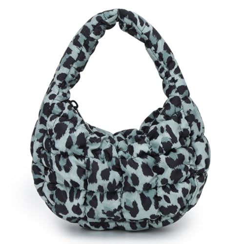 Dasbsug Damen-Handtasche mit Wolken-Motiv, gesteppt, Achsel-Leoparden-Druck, Achselknödel, einfaches Pendeln, Leopardenmuster, Schulter für Damen, trendig, gesteppt, Achsel-Handtasche, blau, One Size von Dasbsug