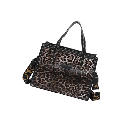 Dasbsug Damen Schultertasche aus PU-Leder, Leopardenmuster, lässige Handtasche, Tragegriff oben, für Shopping und Reisen, Kaffeebraun, One Size von Dasbsug