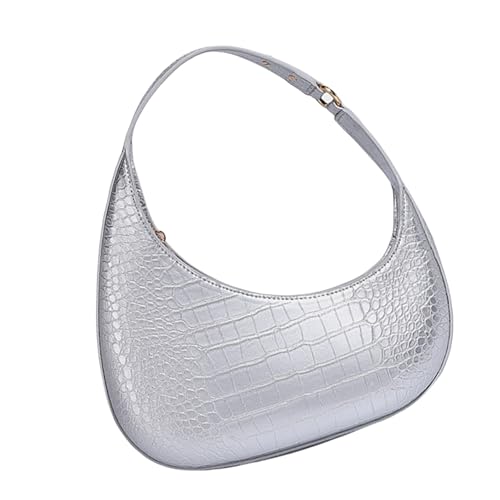Dasbsug Damen Tasche Achsel PU Leder Schulter Herbst Winter Unterarm Handtasche und Geldbörse All-Matching Shopping Frauen PU Leder Schulter Herbst Winter Achsel Handtasche und Geldbörse, silber, One von Dasbsug