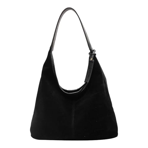 Dasbsug Damen Winter Casual Unterarmtasche Vintage Single Shoulder Geldbörse Slouchy Bag Unterarm Carryall Büro Handtaschen Große Kapazität Handtasche, Schwarz , One Size von Dasbsug