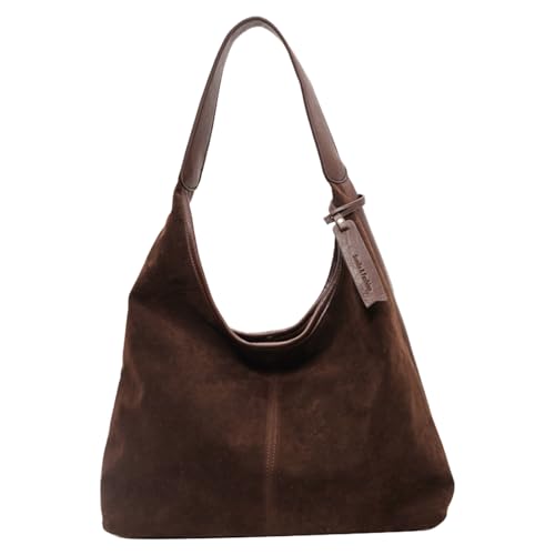 Dasbsug Damen Winter Casual Unterarmtasche Vintage Single Shoulder Geldbörse Slouchy Bag Unterarm Carryall Büro Handtaschen Große Kapazität Handtasche, coffee, One Size von Dasbsug